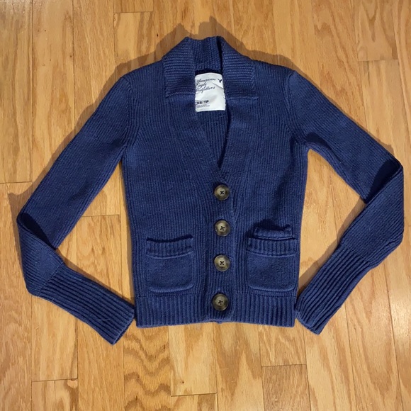 American Eagle button up ribbed knit cardigan in cobalt blue in size XS - Picture 14 of 14